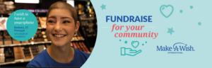 Community Fundraising banner featuring wish child barbara