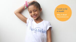 Girl in Make-A-Wish International t-shirt