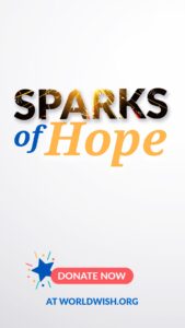 a banner entitled "Sparks of Hope" with a call-to-action to donate