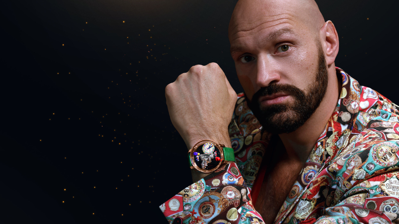 Tyson Fury models the Ring of Fire Watch