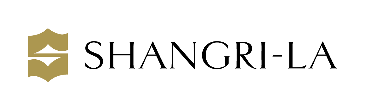 The image shows the Shangri-La Hotels and Resorts logo, featuring a gold emblem on the left and the brand name in black text to the right.