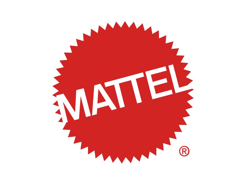 Red circular starburst logo with the word MATTEL in bold white letters diagonally across the center; a small registered trademark symbol appears at the bottom right.