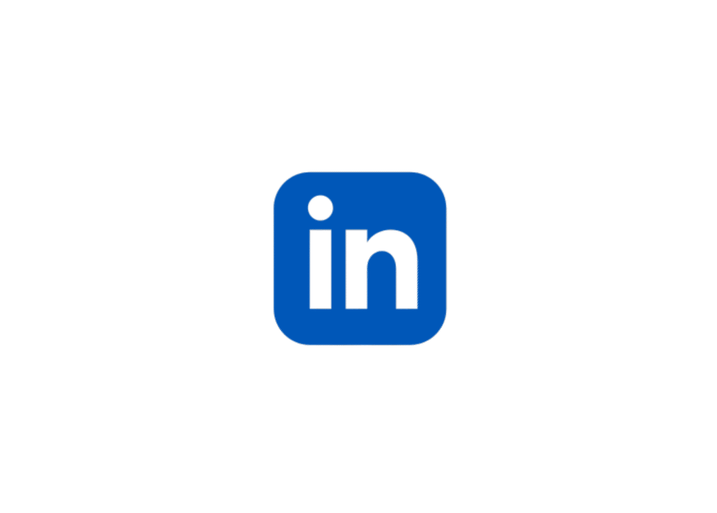 Blue LinkedIn logo with rounded edges on a black background. The logo features the white lowercase letters in inside a blue square, representing professional connections like building a career at Make-A-Wish.
